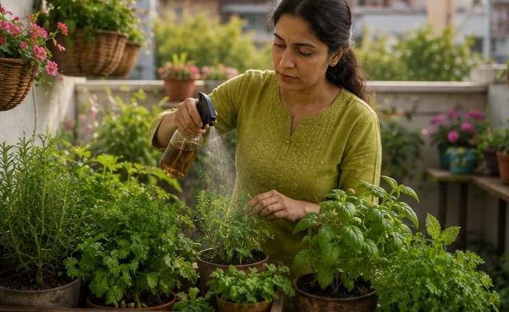 Pest Control Using Neem Oil on Edible Herbs
